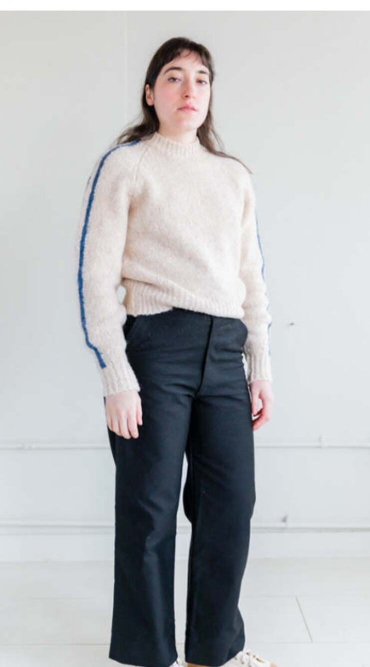 Paloma Wool Grandslam Knit Sweater in Ecru Womans XXL Alpaca Wool Blue Stripe